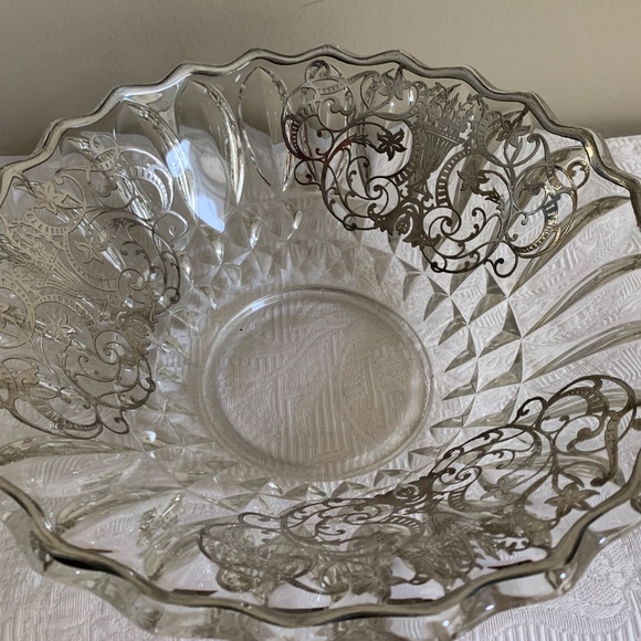 Silver Overlay Fruit Bowl 10" - Picture 1 of 2